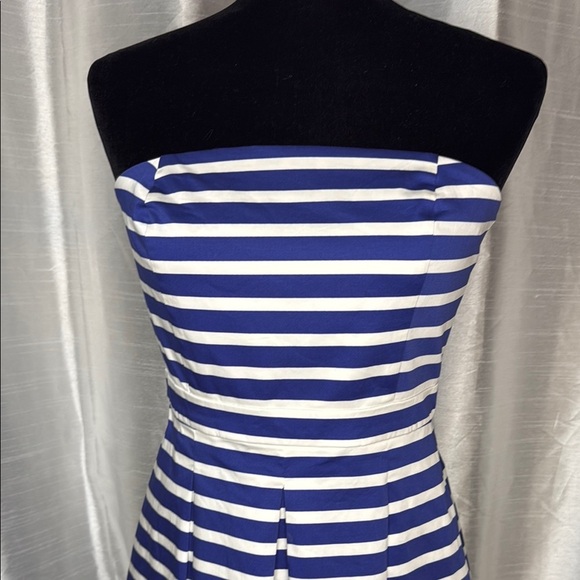 Gap Women’s Strapless Pleated Striped Zip Sz 6 Mini Dress - Picture 1 of 8